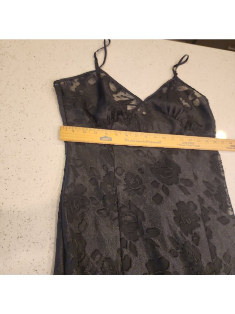 Vintage Victoria's Secret Maxi Gown Women's Large Black Burnout Floral 90s - Picture 5 of 5
